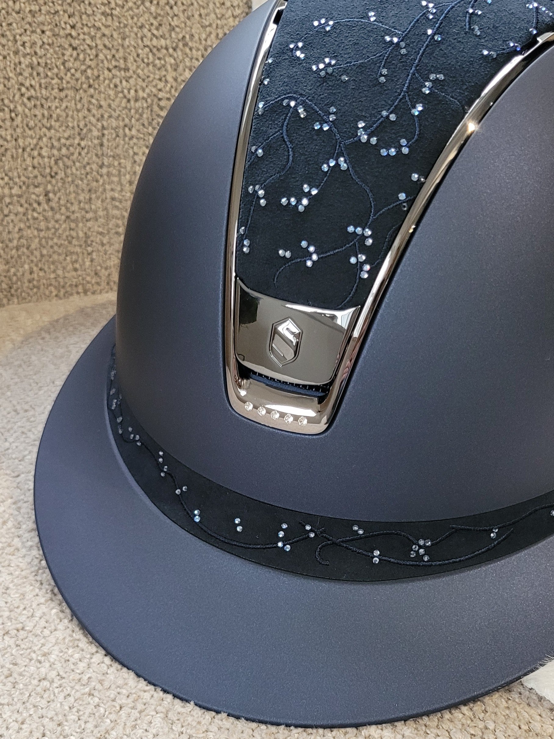 Samshield 2.0 Paardrijhelm Miss Shield Shadowmatt Crystal Leaf 5 Crystals Navy