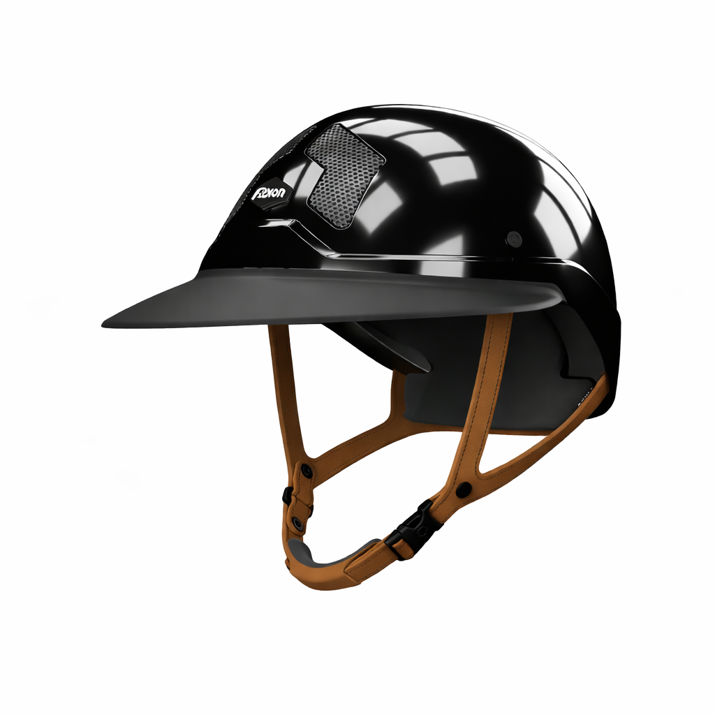 Flex-on Armet Paardrijhelm Star Angel Zwart Polo Klep Bruine Kinband Zwart