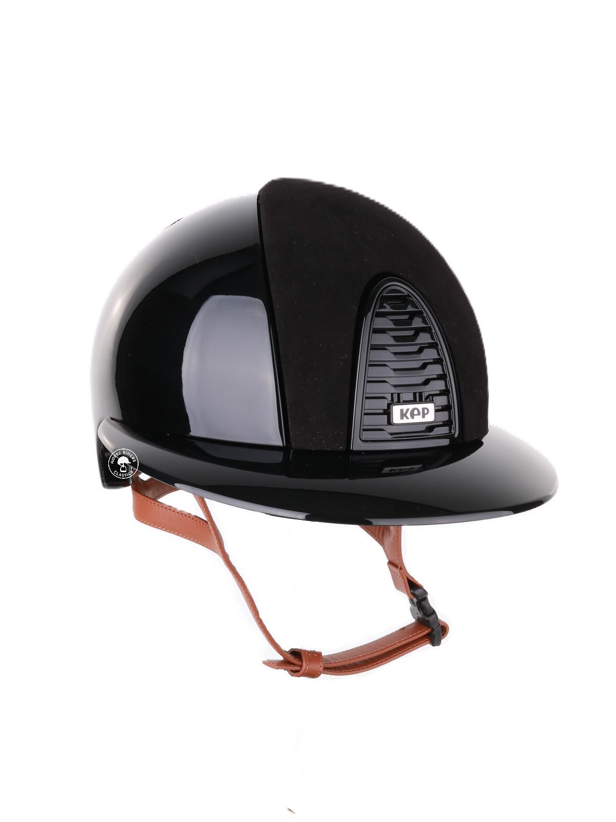 Kep Italia Reithelm Cromo 2.0 Polish Polo Schwarz Suede Insert Beige Kinnriemen