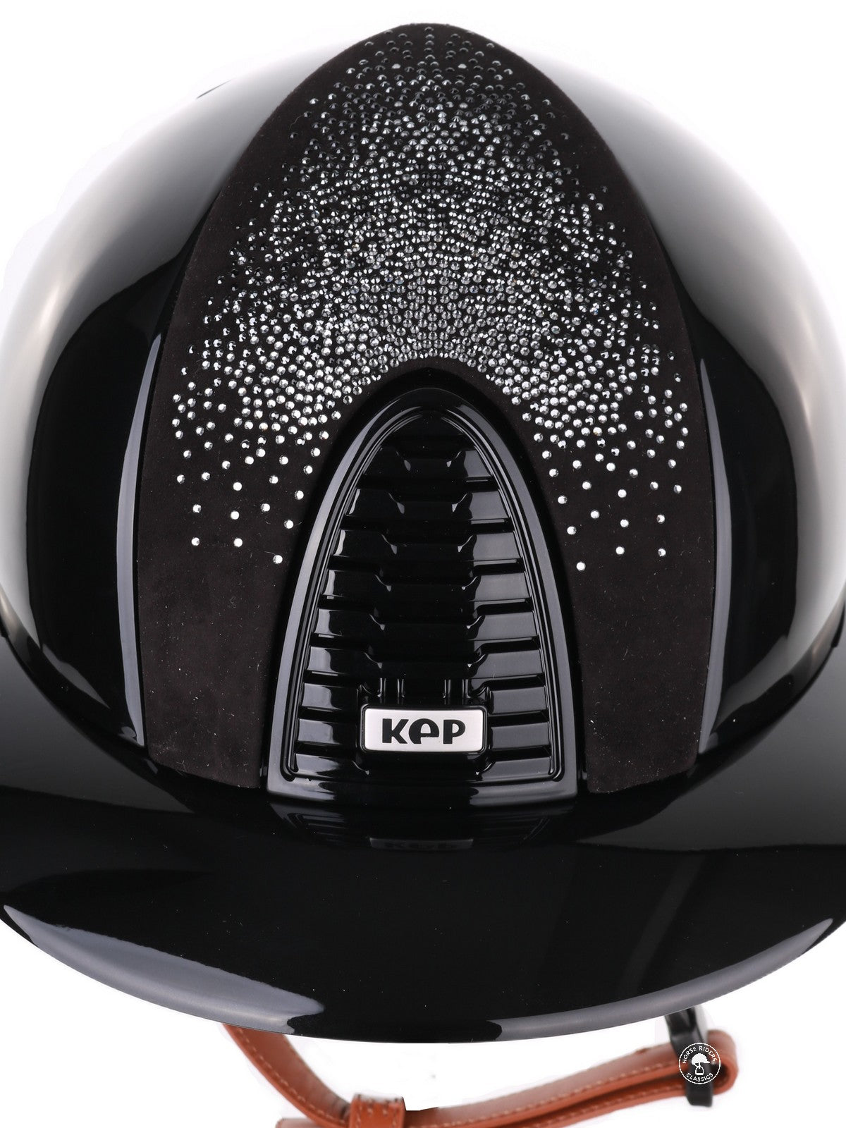 Kep Italia Reithelm Cromo 2.0 Polish Polo Schwarz Shaded Silver Insert Beige Kinnriemen
