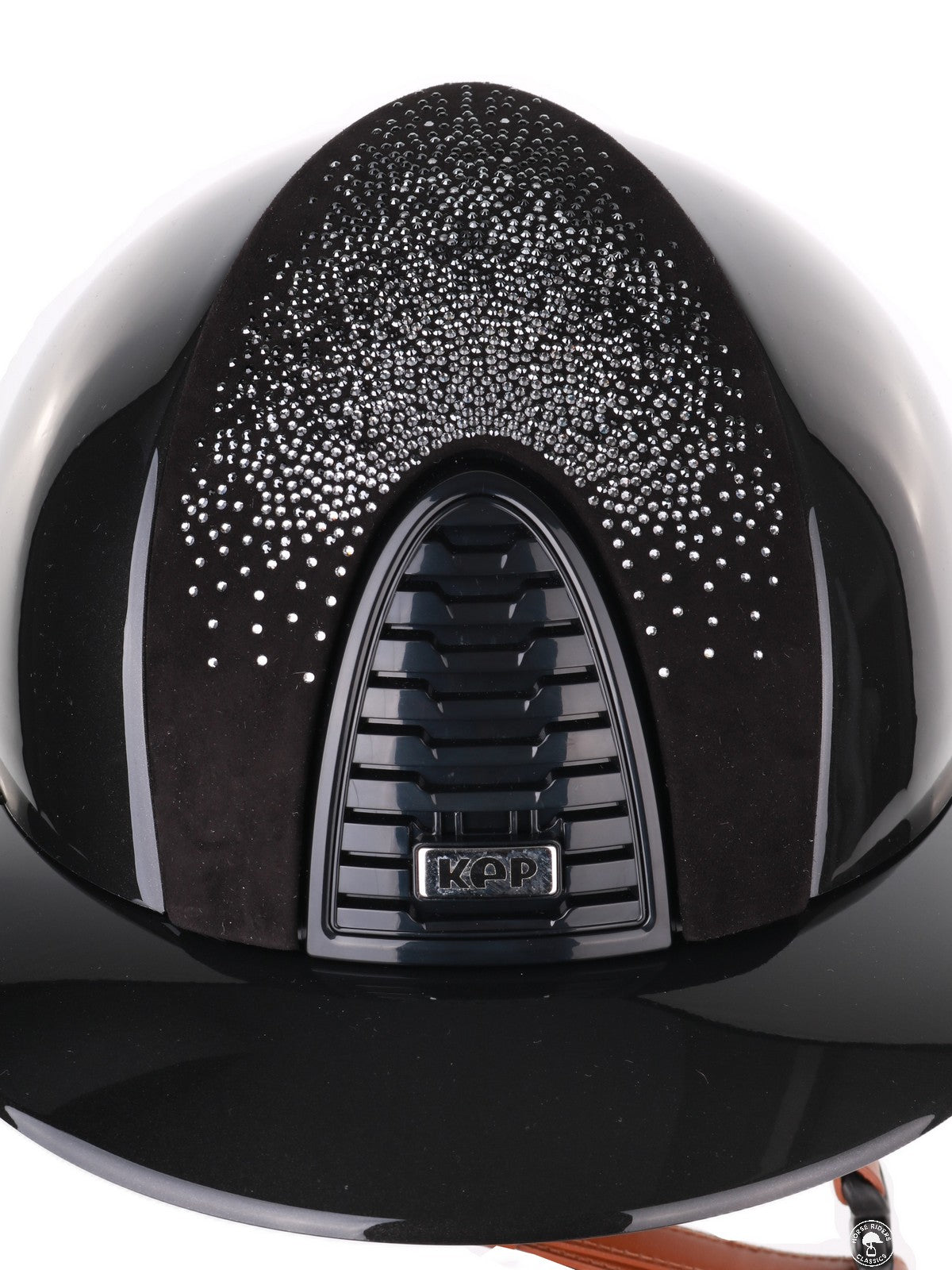 Kep Italia Paardrijhelm Cromo 2.0 Shine Polo Klep Zwart RAW Frame Shaded Silver Insert Beige Kinband