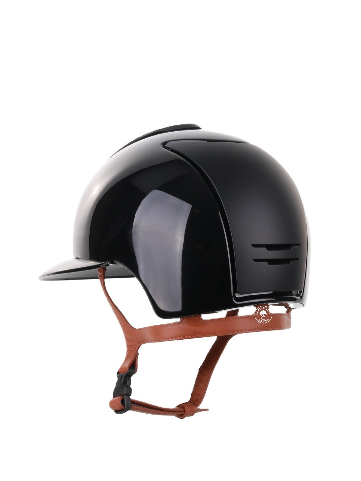 Kep Italia Reithelm Cromo 2.0 Polish Polo Schwarz Textile Inserts Beige Kinnriemen