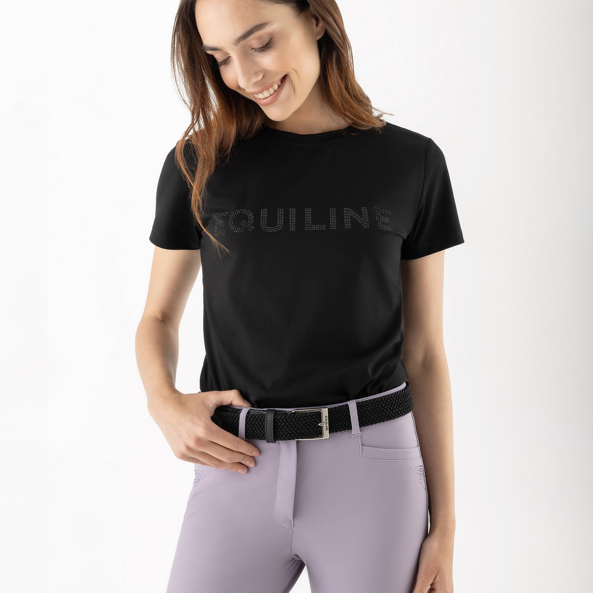 Equiline T-Shirt Dames Ronde Hals Eqgless Zwart Zwart
