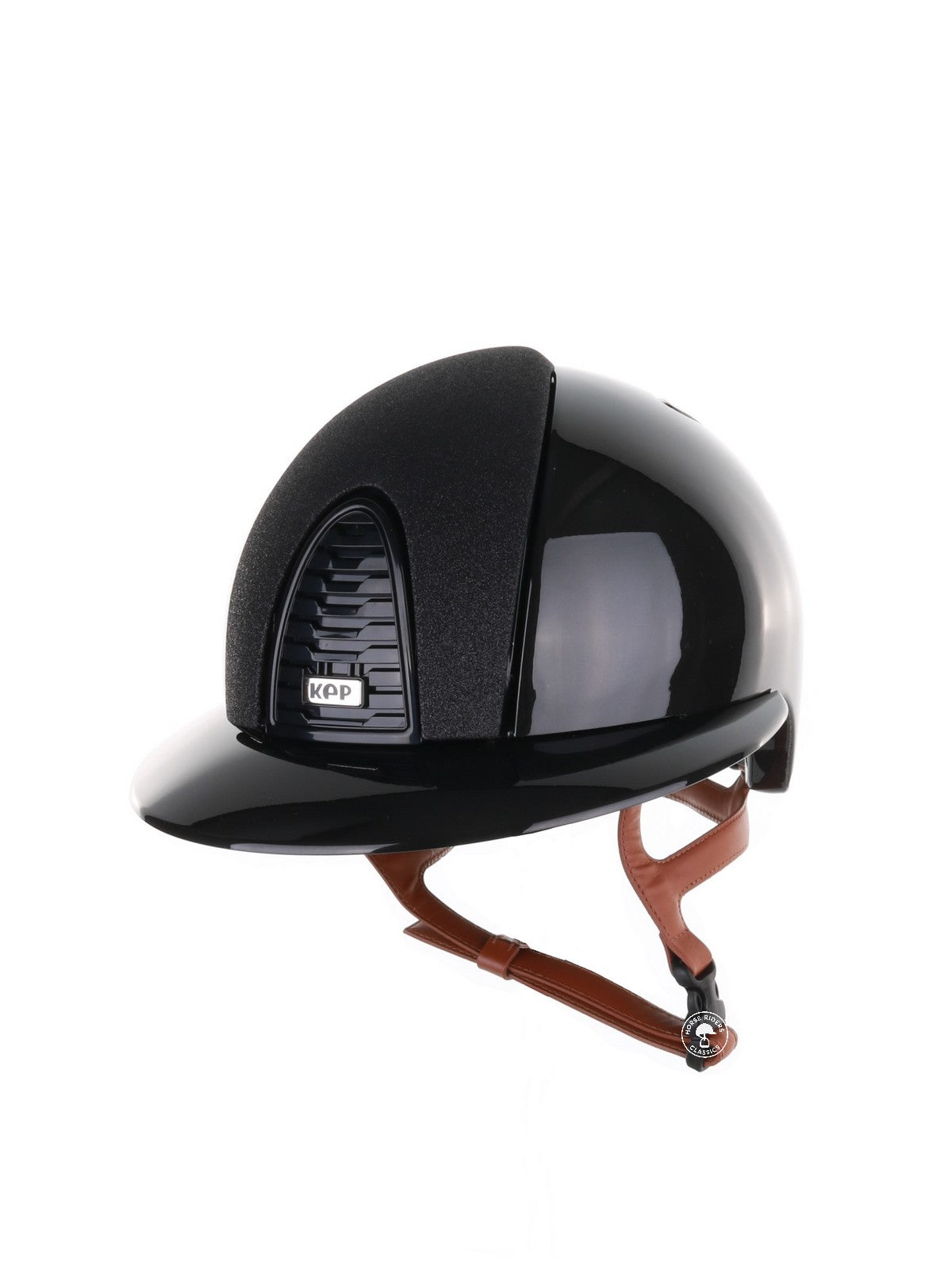 Kep Italia Paardrijhelm Cromo 2.0 Shine Polo Klep Zwart RAW Frame Star Insert Beige Kinband
