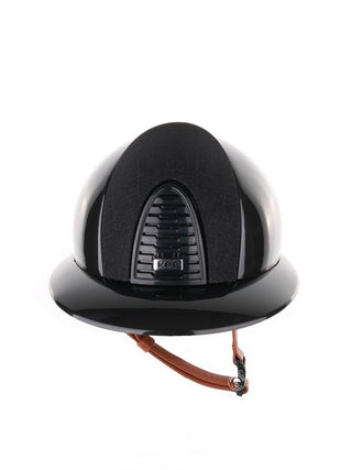 Kep Italia Reithelm Cromo 2.0 Shine Polo Schwarz RAW Frame Galassia Insert Beige Kinnriemen