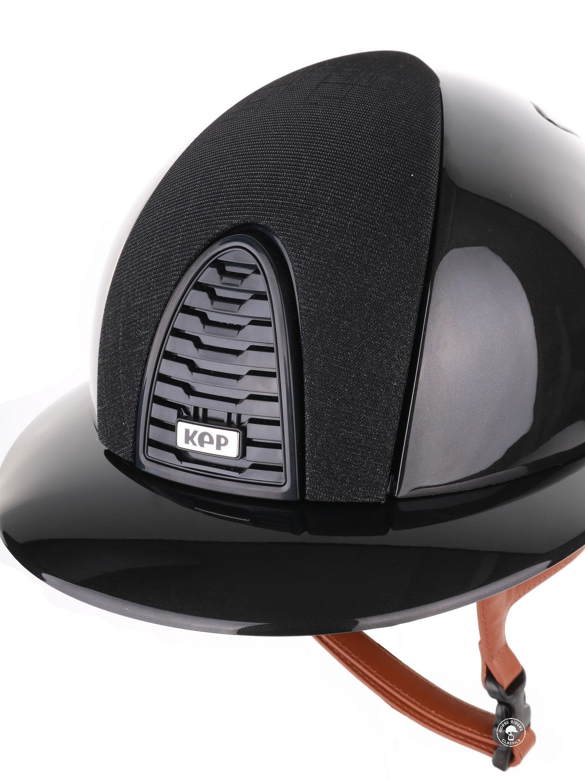 Kep Italia Reithelm Cromo 2.0 Shine Polo Schwarz RAW Frame Galassia Insert Beige Kinnriemen