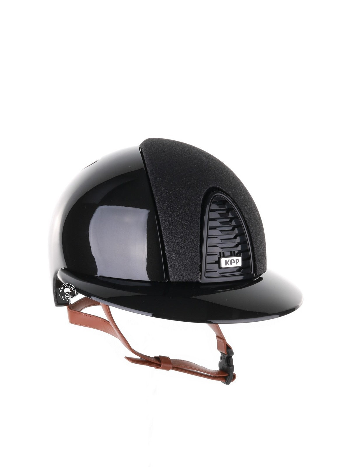 Kep Italia Paardrijhelm Cromo 2.0 Shine Polo Klep Zwart RAW Frame Star Insert Beige Kinband