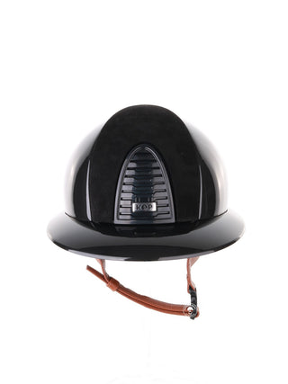 Kep Italia Reithelm Cromo 2.0 Shine Polo Schwarz RAW Frame Suede Insert Beige Kinnriemen