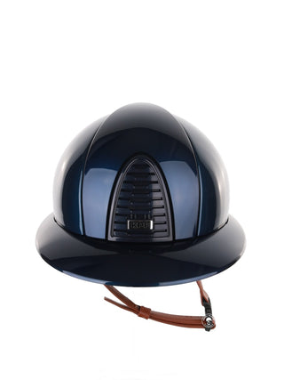 Kep Italia Reithelm Cromo 2.0 Shine Polo Blau RAW Frame Beige Kinnriemen