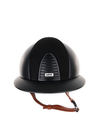 Kep Italia Reithelm Cromo 2.0 Textile Polo Schwarz Suede Insert Beige Kinnriemen