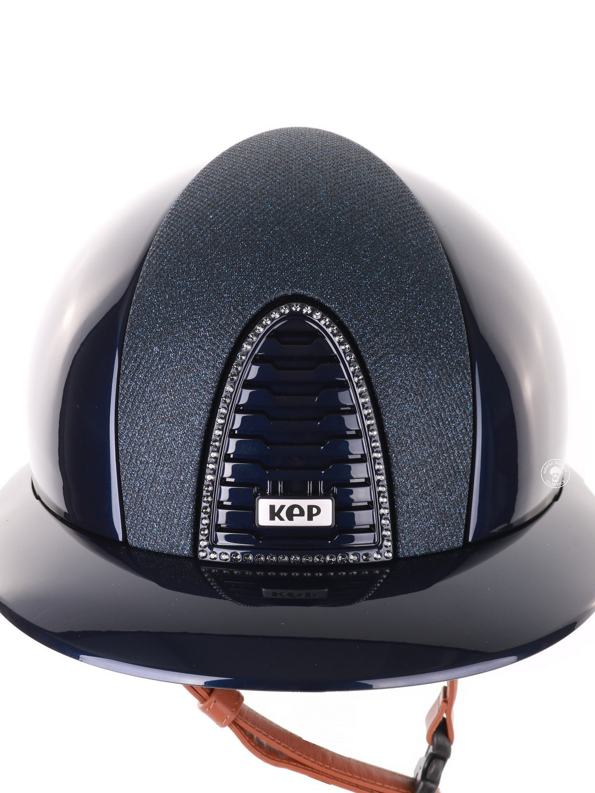 Kep Italia Reithelm Cromo 2.0 Polish Polo Blau Swarovski Frame Beige Kinnriemen
