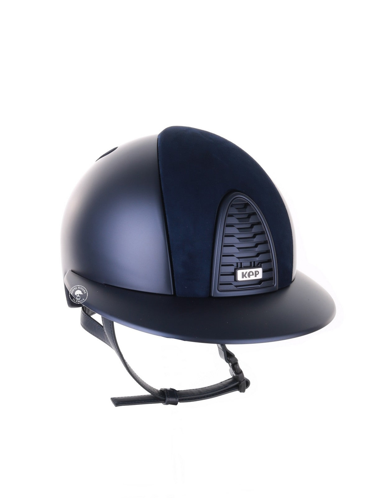 Kep Italia Paardrijhelm Cromo 2.0 Textile Polo Klep Blauw Suede Inserts