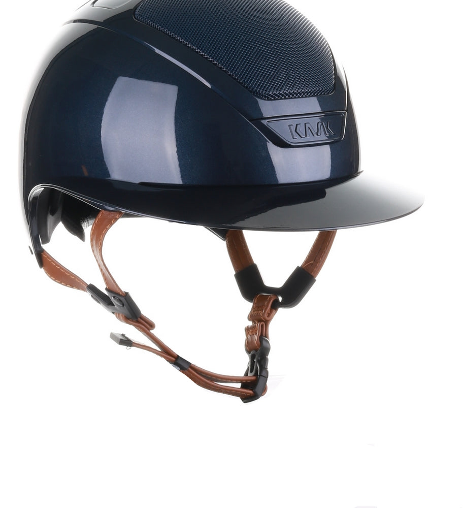 Kask Star Lady 2.0 Pure Shine Chrome Light Brown Chinstrap Navy Donkerblauw