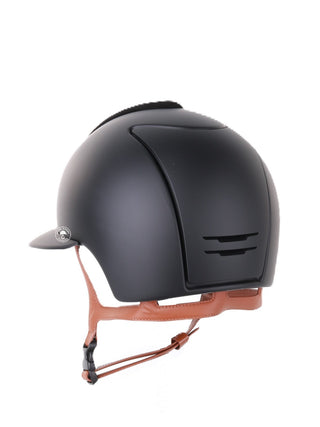 Kep Italia Reithelm Cromo 2.0 Matt Polo Schwarz Suede Insert Beige Kinnriemen