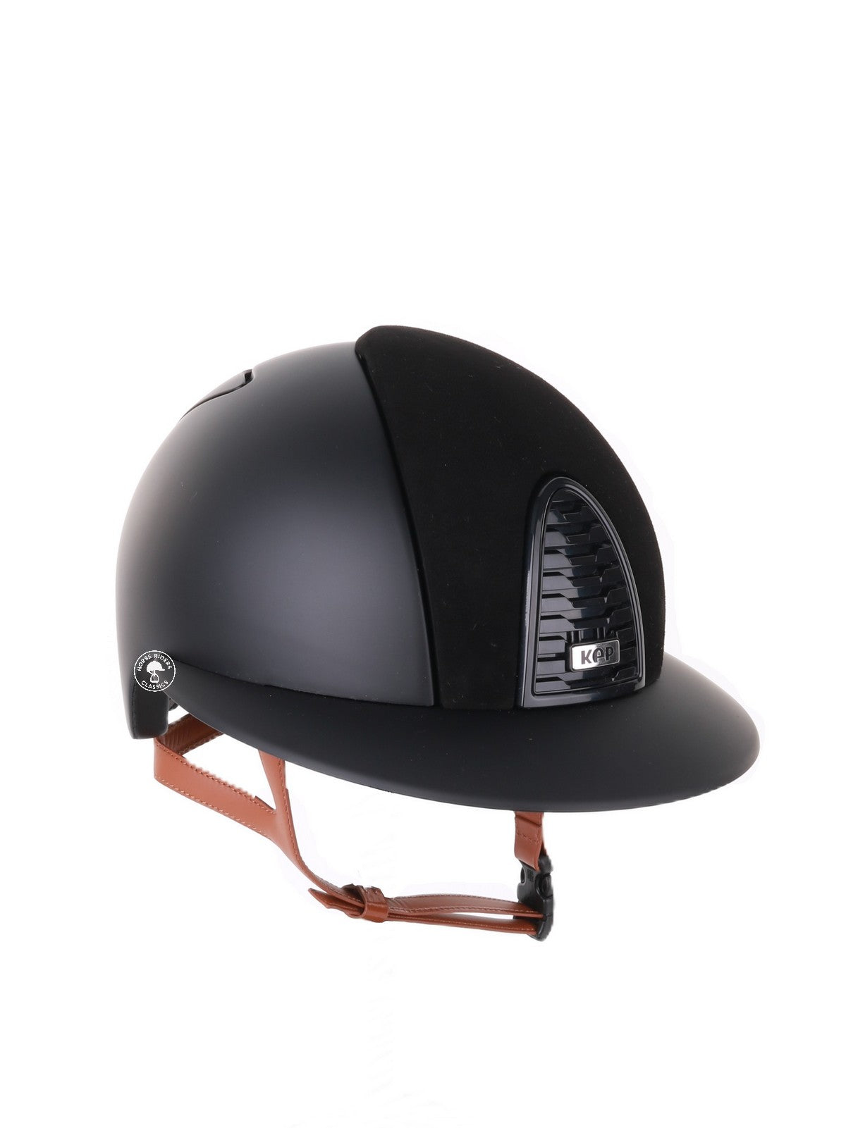 Kep Italia Paardrijhelm Cromo 2.0 Matt Polo Klep Zwart Suede Insert Beige Kinband