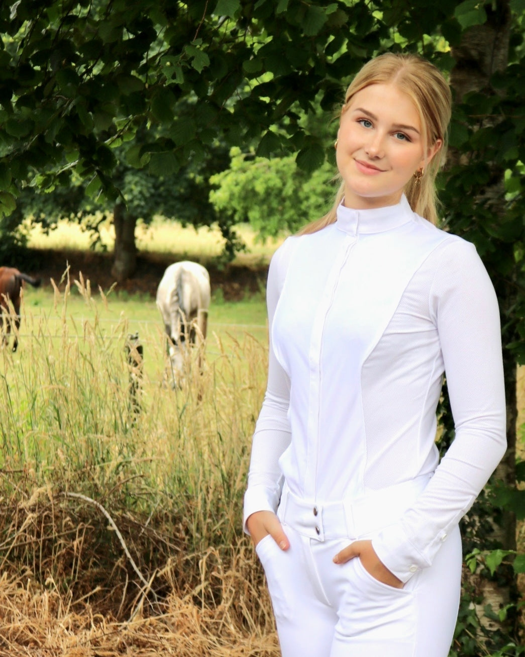 RG Turniershirt Langarm Damen weiß