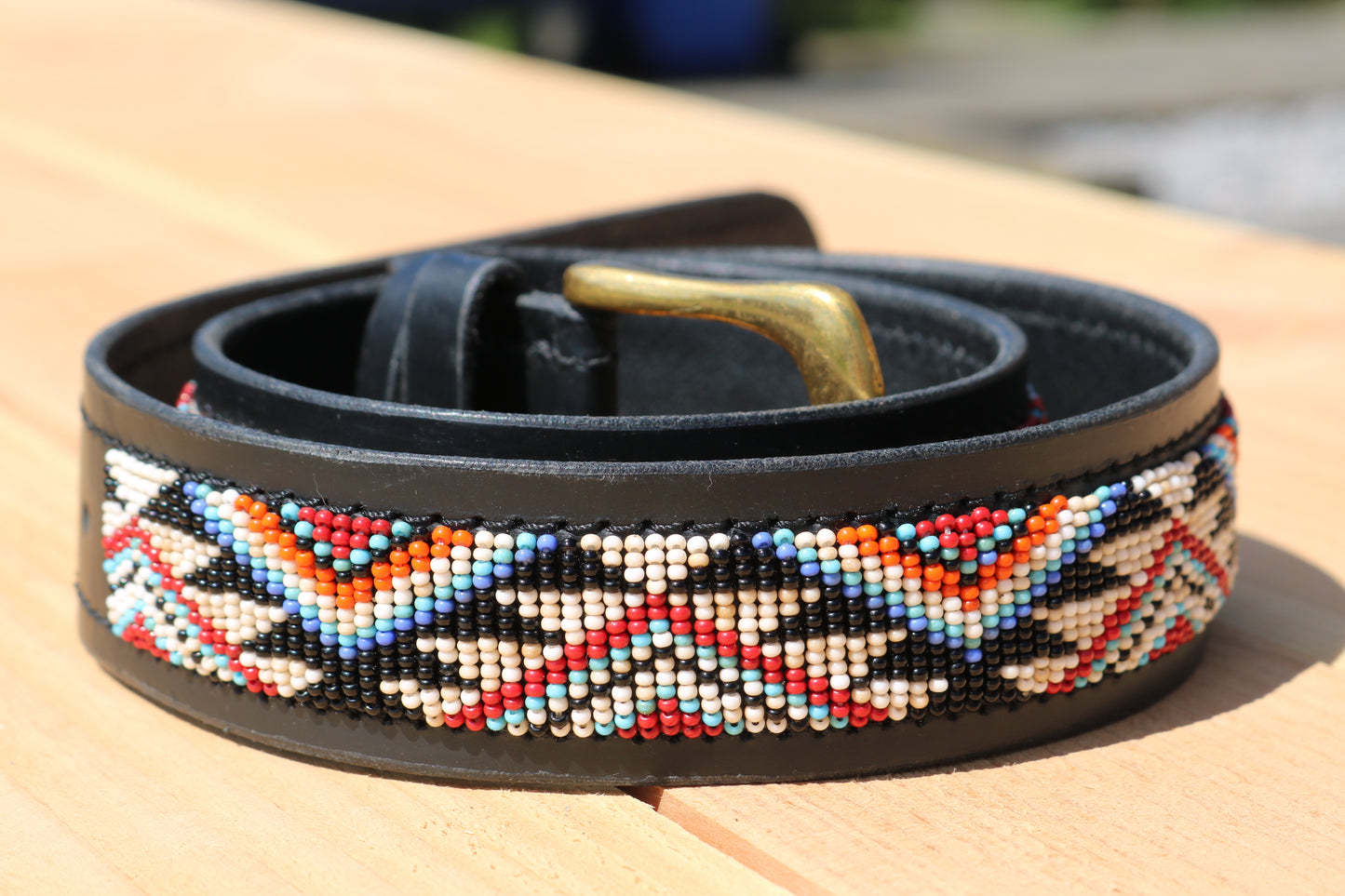 Gürtel mit Perlen Ghana Black