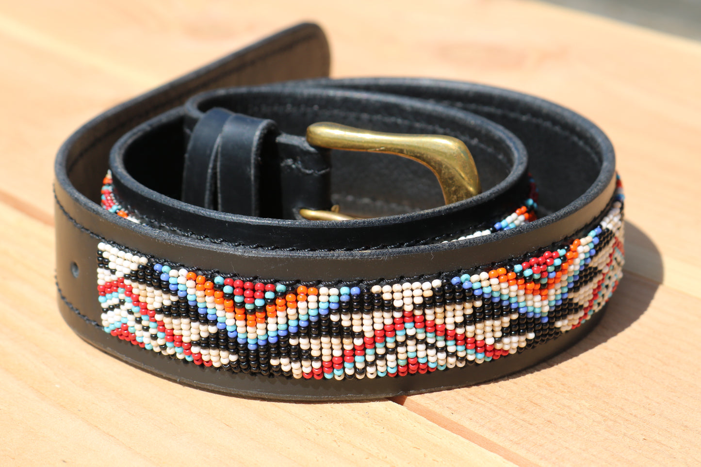 Gürtel mit Perlen Ghana Black