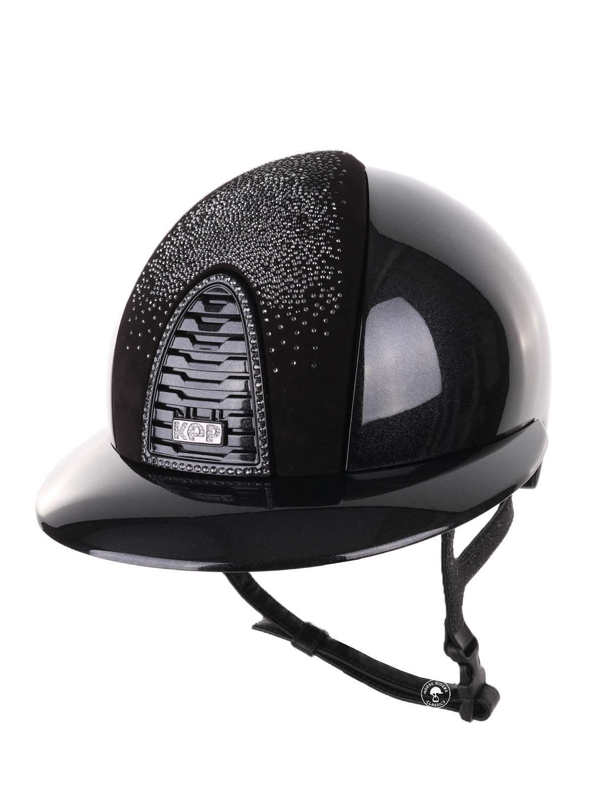 Kep Italia Reithelm Cromo 2.0 Diamond Polo Schwarz Shaded Silver Insert Swarovski Frame