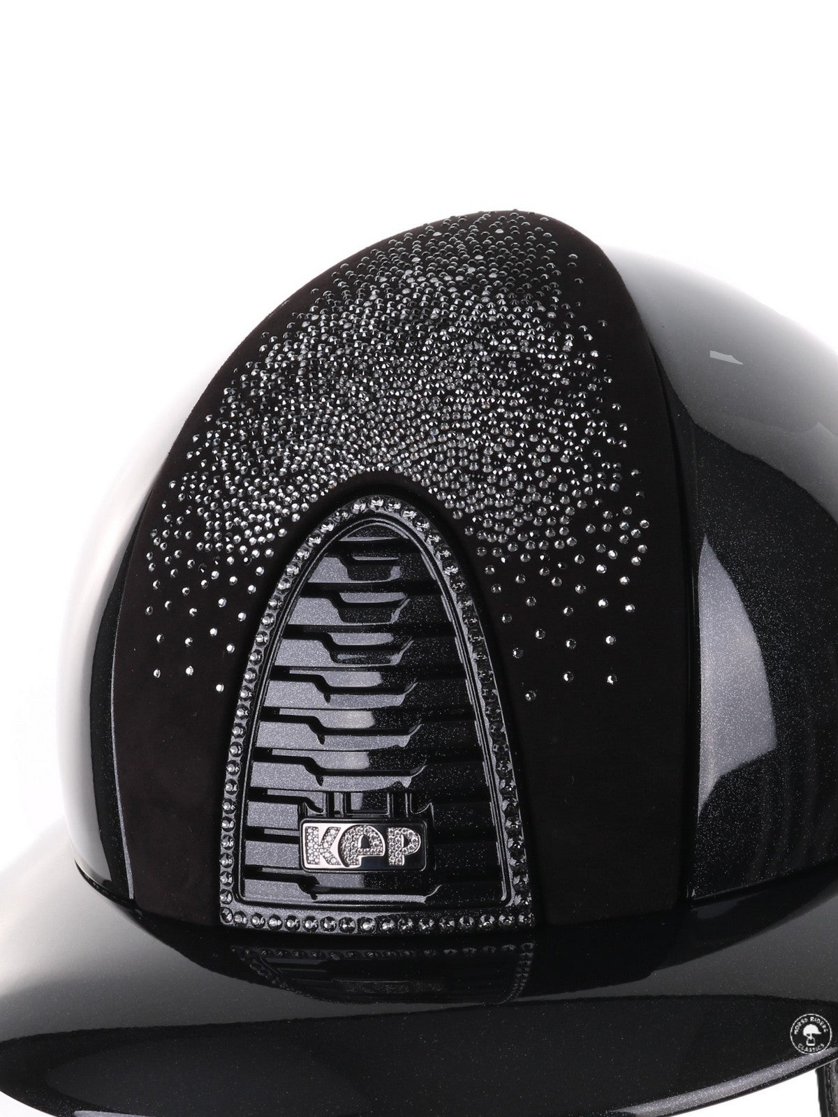 Kep Italia Paardrijhelm Cromo 2.0 Diamond Polo Klep Zwart Shaded Silver Insert Swarovski Frame