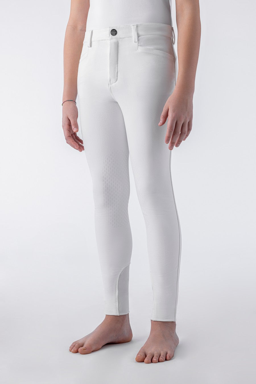 Equiline Reithose Jungen Grip Kniebesatz Jhoank Weiß
