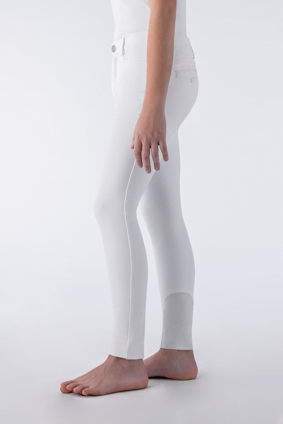 Equiline Reithose Jungen Grip Kniebesatz Jhoank Weiß