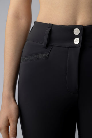 Equiline Reithose Damen Full Grip High Waist Crystalef Schwarz