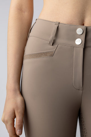 Equiline Reithose Damen Knie Grip High Waist Crystalek Taupe