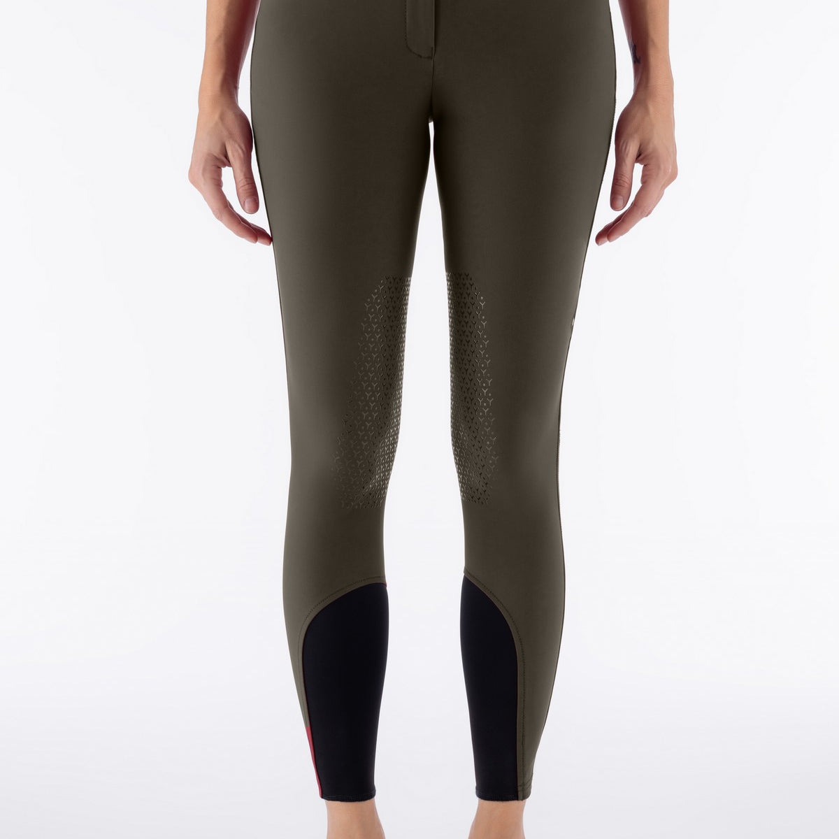 Equiline Damen Reithose Knee Grip Hoher Bund Eqcrystalek Olive Night