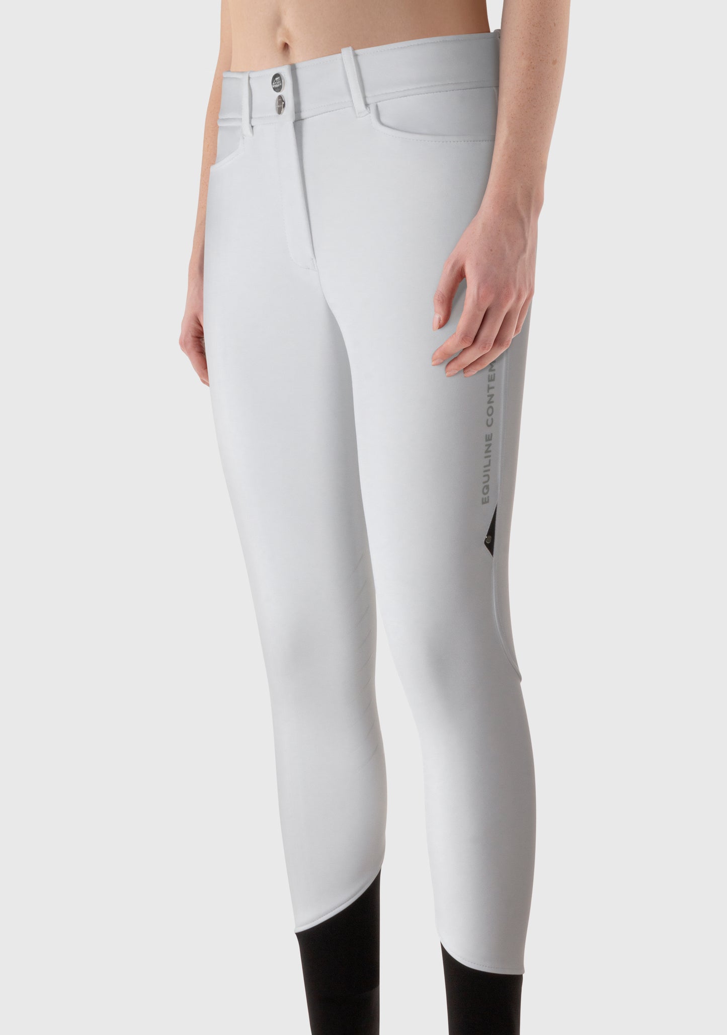 Equiline Winterreithose Damen hoher Bund Knie Grip Coriakh Weiß