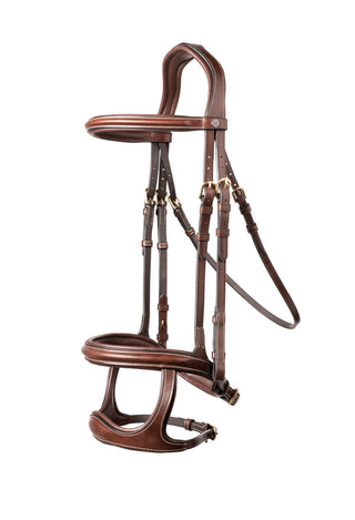 TRUST Trense Paris doppeltem Nasenriemen mit goldener Schnalle Braun