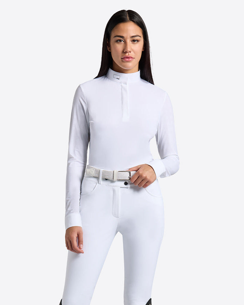 RG Turniershirt Jacquard Langarm Damen Weiß
