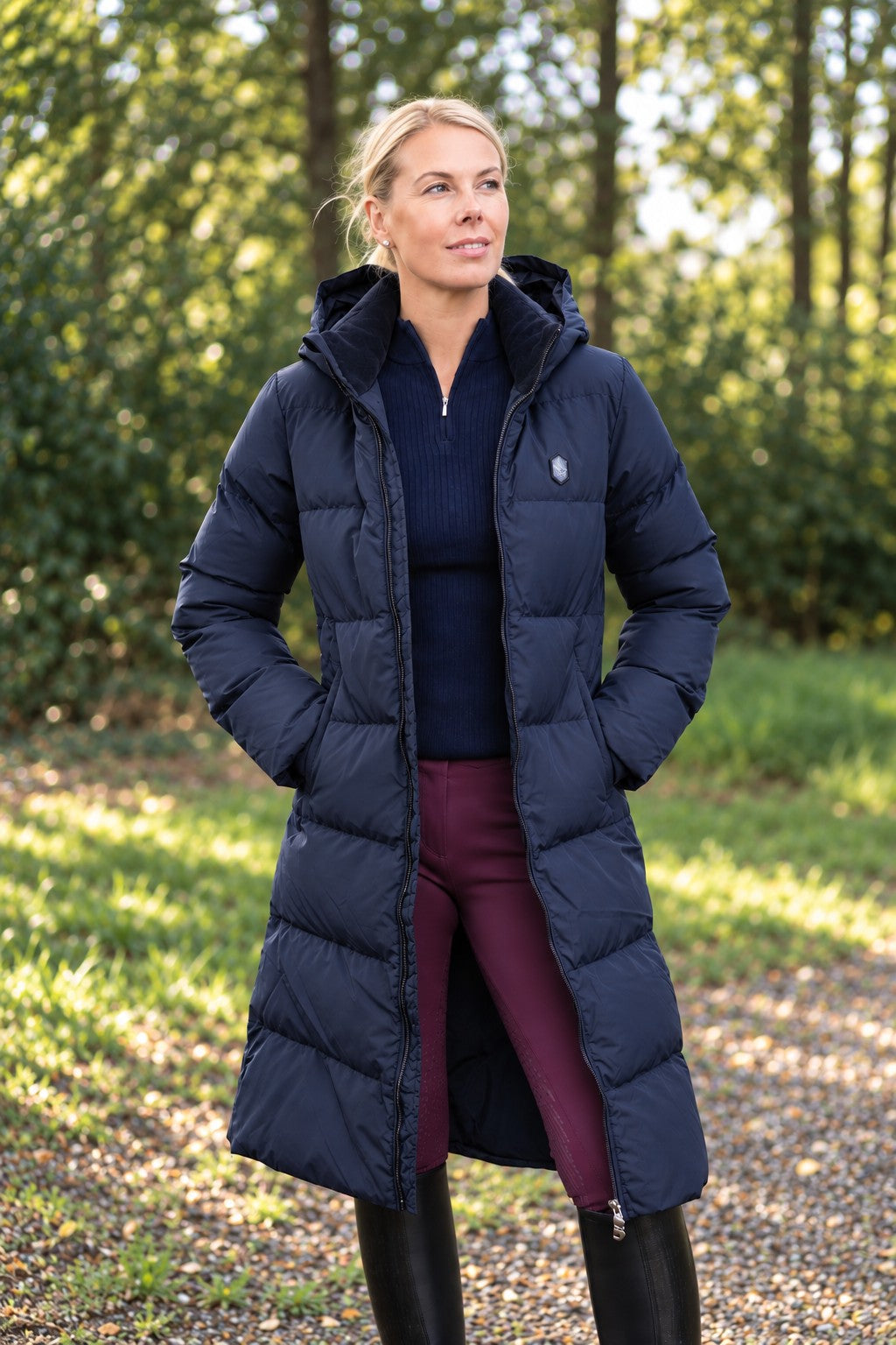 Samshield Gewatteerde Lange Jas Dames Sierra Navy