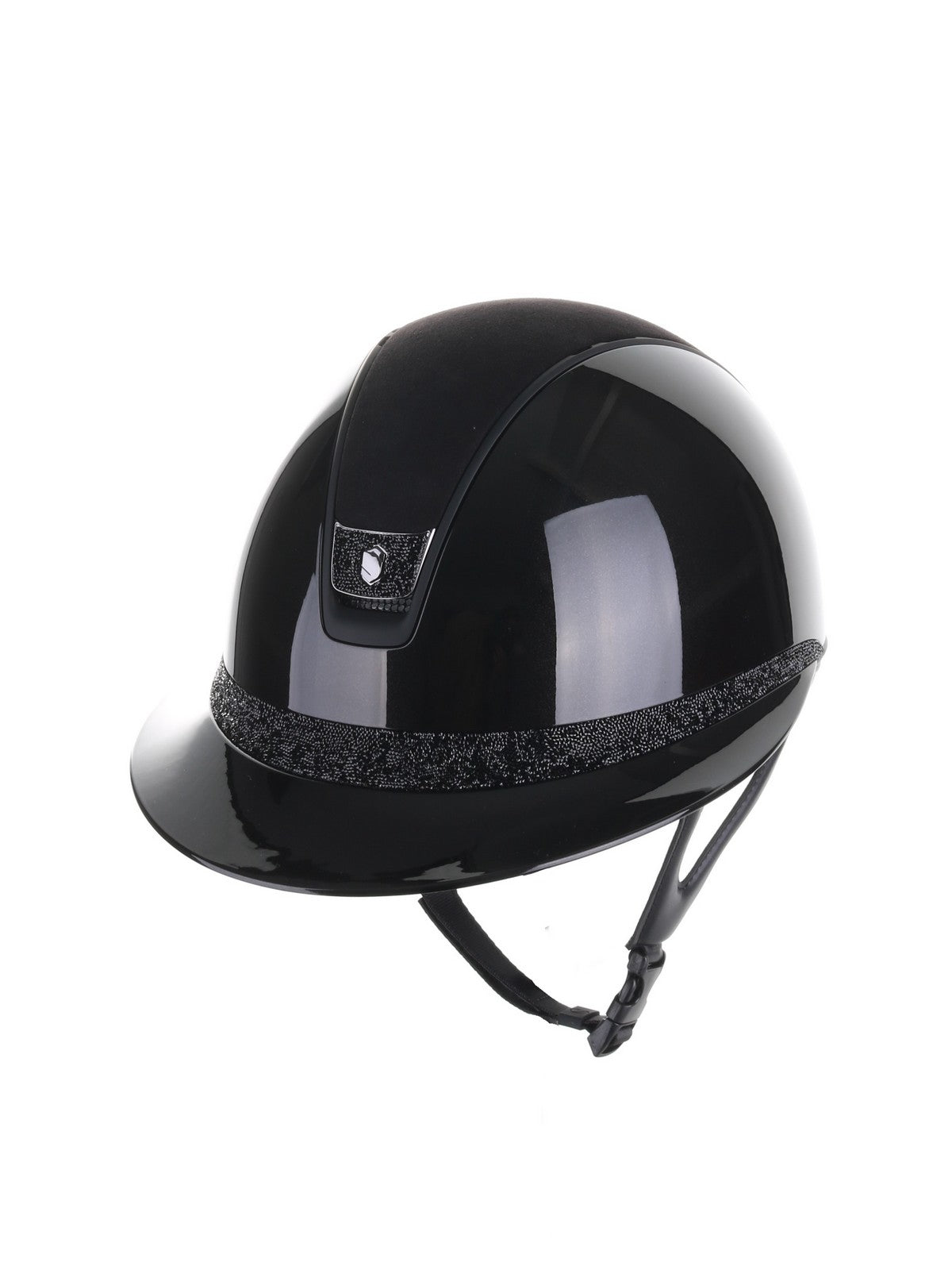 Samshield 2.0 Paardrijhelm Miss Shield Shadowglossy Ultra Fine Rock Blazon Frontal Band Zwart Zwart