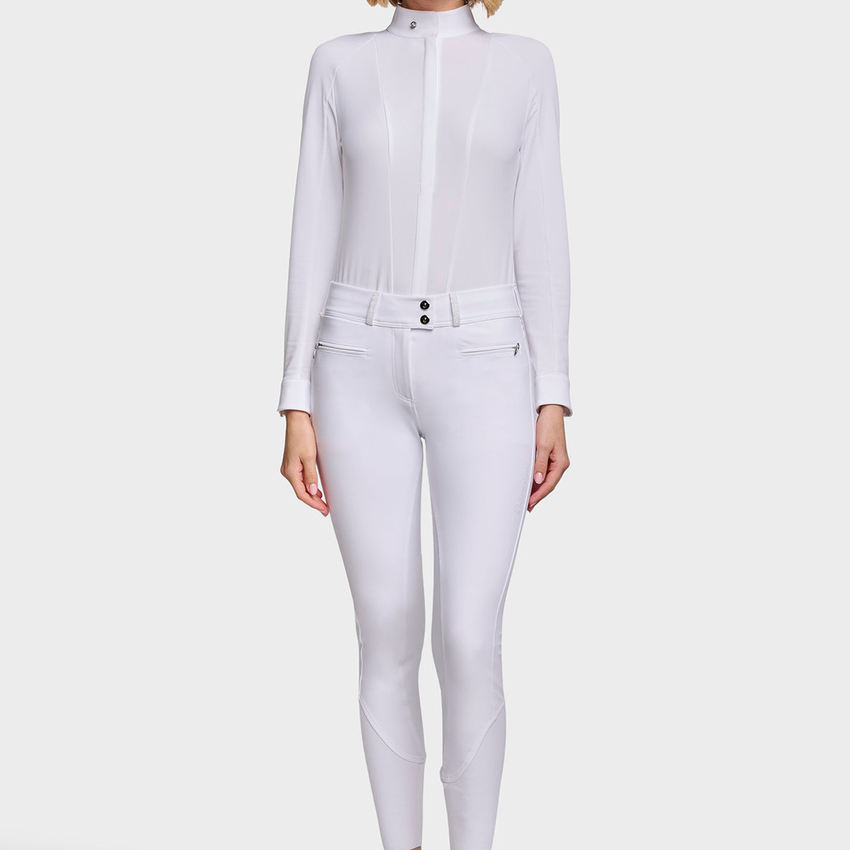 Samshield Pantalon d'Équitation Grip Genoux Femme Chloe Crystal Blanc