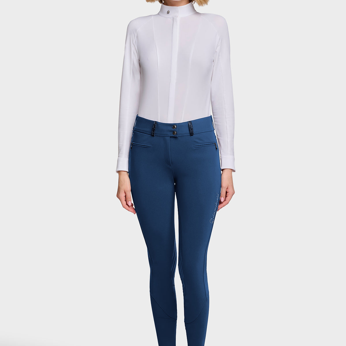Samshield Pantalon d'Équitation Full Grip Femme Clara Crystal Fabric Cosmic Blue
