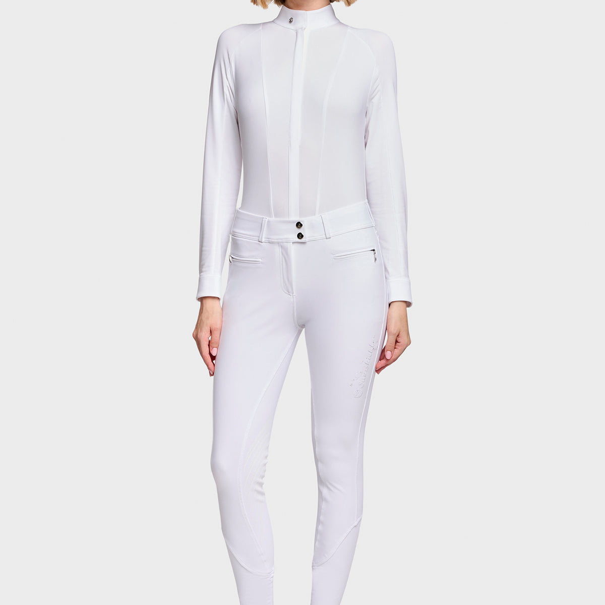 Samshield Reithose Knie Grip Damen Clara Floral Weiß