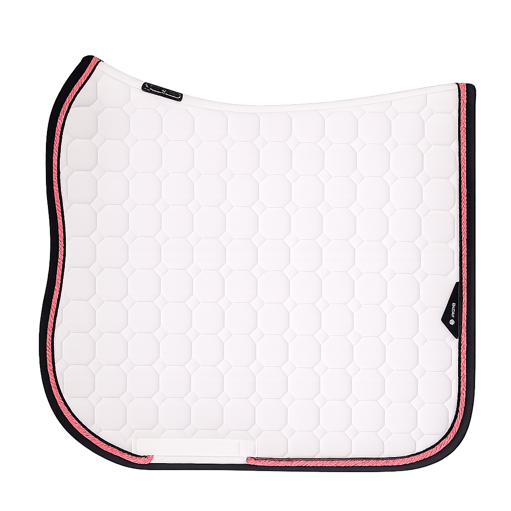 Equiline dressuur zadeldekje Octagon Wit-Zwart-Roze DNX Wit Extra Full