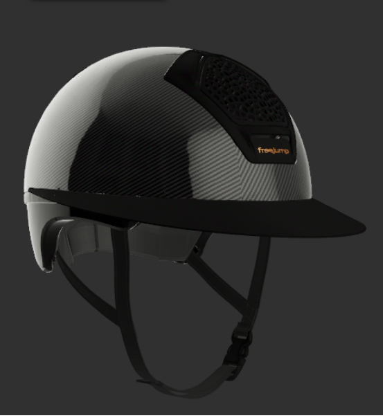 Freejump Reithelm Voronoï mit Schläfenschutz Carbon Gloss Matt Visier Black