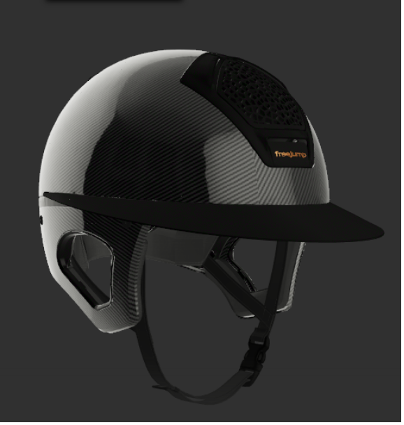 Freejump Reithelm Voronoï mit Schläfenschutz Carbon Gloss Matt Visier Black