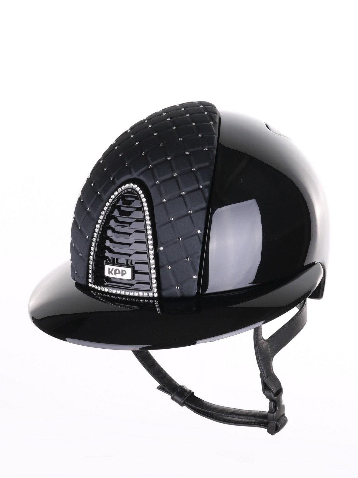 Kep Italia Paardrijhelm Cromo 2.0 Polish Polo Klep Zwart Swarovski Frame Milano Black Cross SN insert Zwart