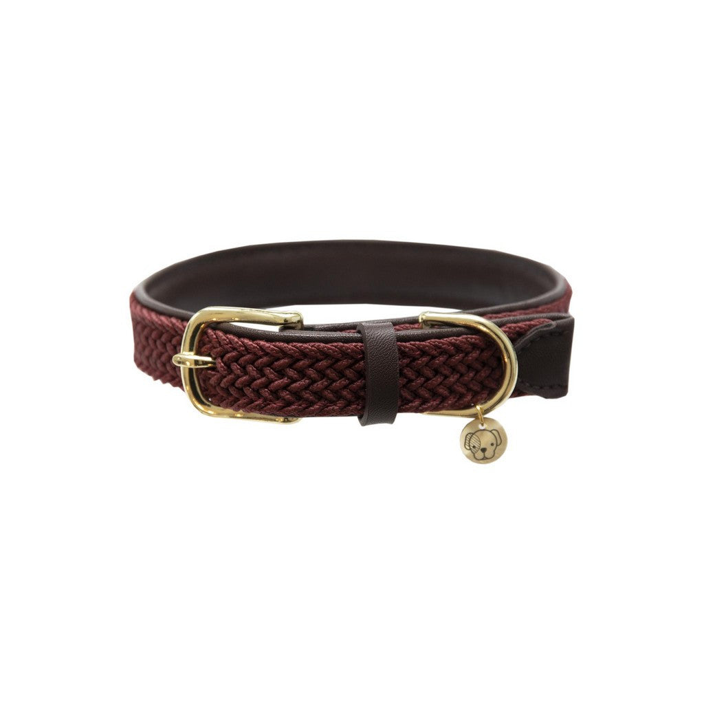 Kentucky Dogwar Gevlochten Nylon Hondenhalsband Bordeaux