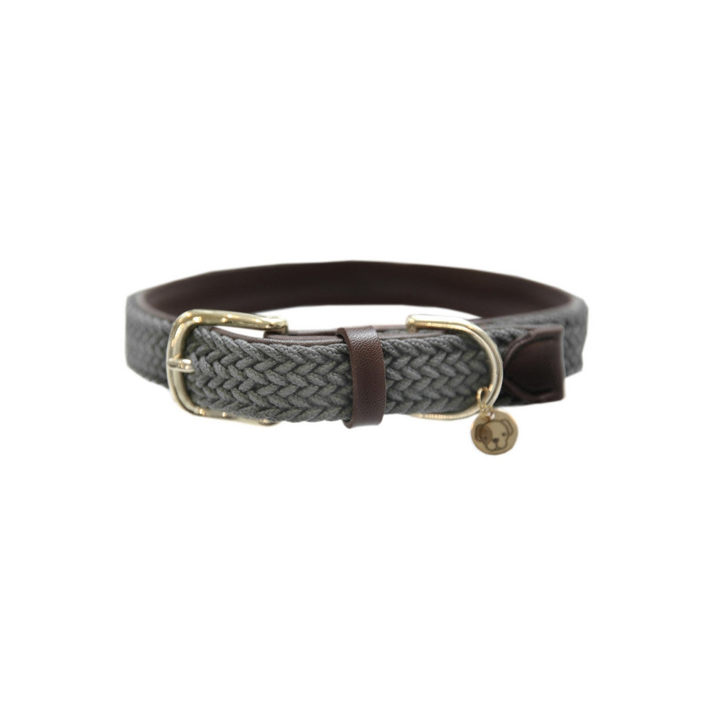 Kentucky Dogwar Gevlochten Nylon Hondenhalsband Grijs