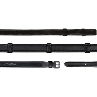 Dyon Dressage 5/8 (16 mm) Kandarenzügel Aus Vollleder Mit 7 Lederstegen Schwarz