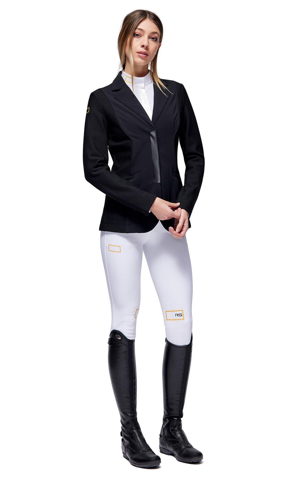 RG Reitjacke Damen Jersey und Mesh Zip Schwarz