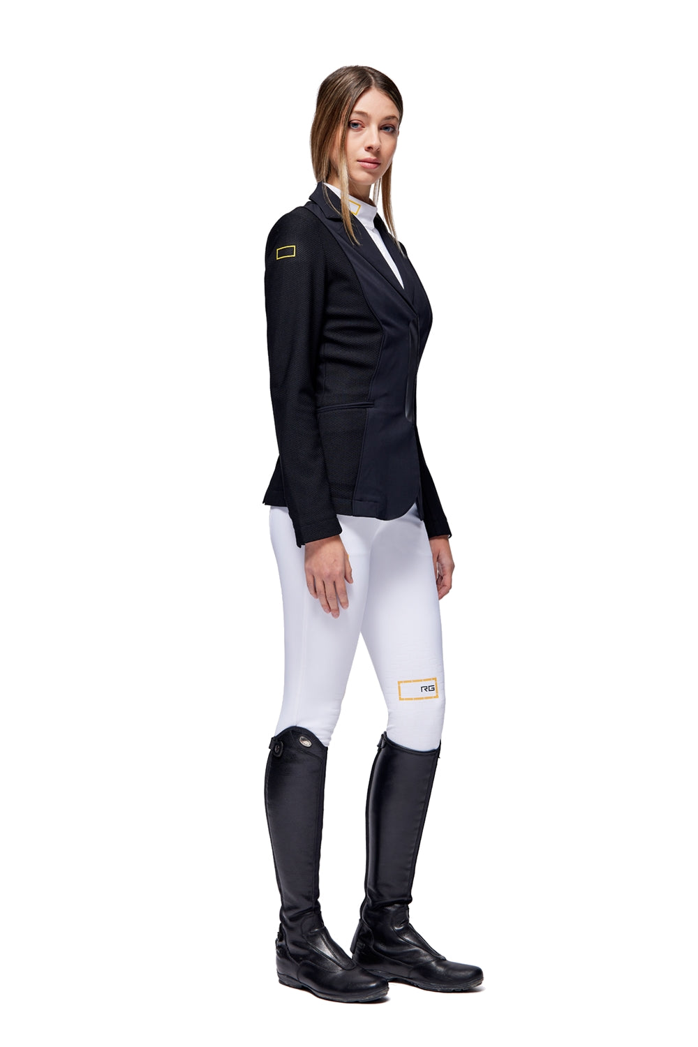 RG Reitjacke Damen Jersey und Mesh Zip Schwarz
