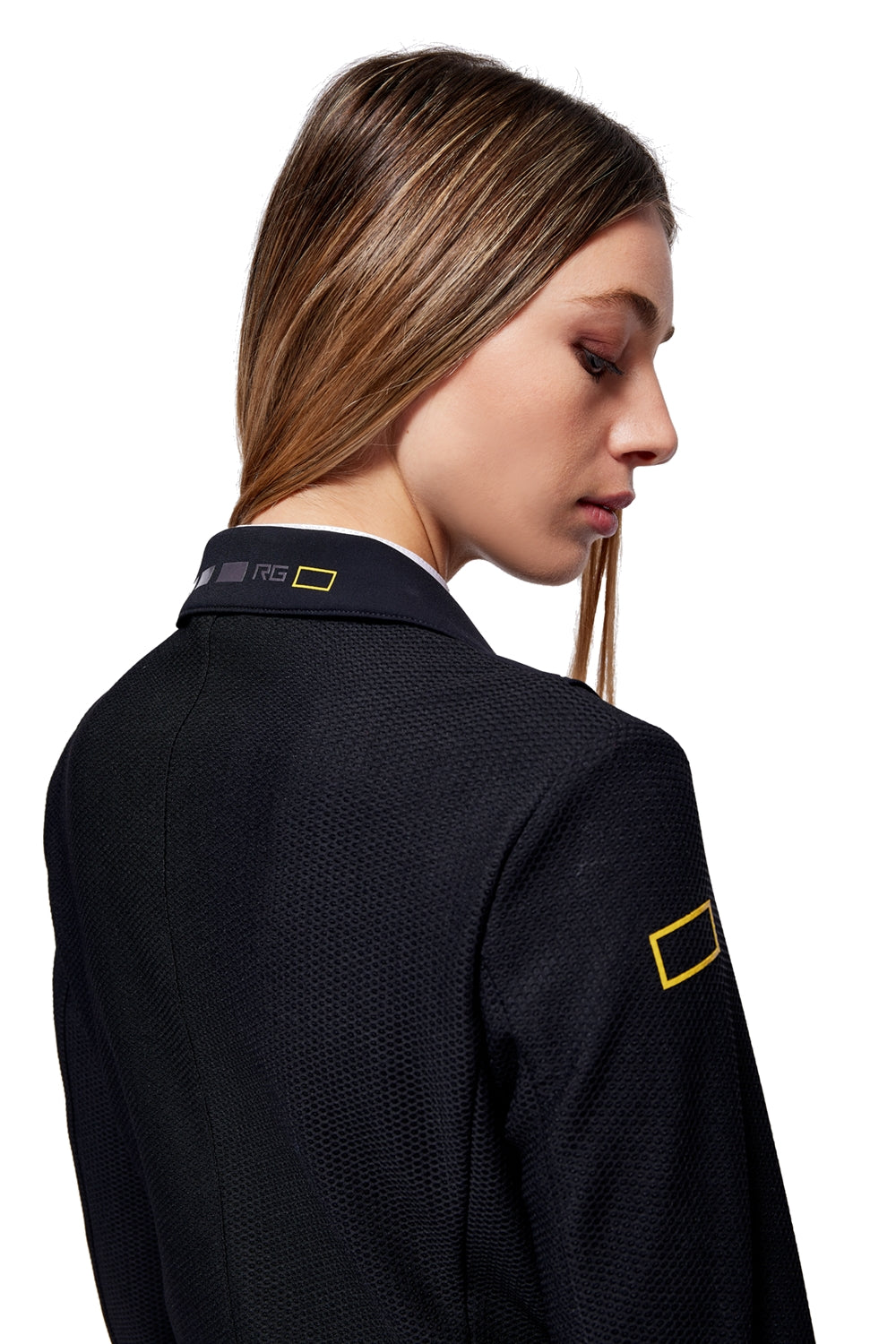 RG Reitjacke Damen Jersey und Mesh Zip Schwarz