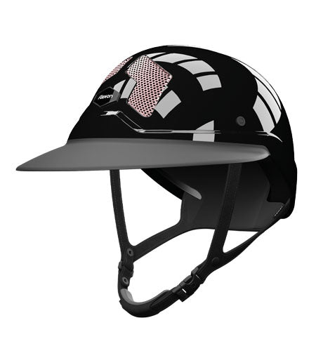 Flex-on Armet Paardrijhelm Star Angel Zwart Polo Klep Gold Pink Grids Zwarte Kinband Zwart