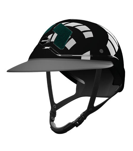 Flex-on Armet Paardrijhelm Star Angel Zwart Polo Klep Dark Green Grids Zwarte Kinband Zwart