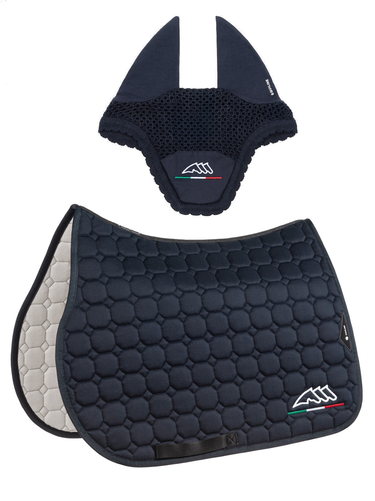 Equiline Set Schabracke und Fliegenmütze Eqflaggy Navy Pony